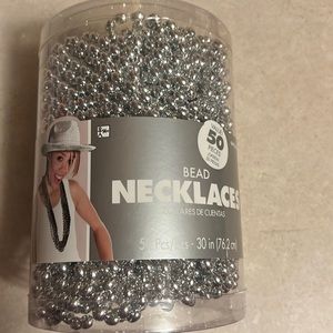 New Metallic silver Oval Bead Party Necklaces, 50 Ct, 30",